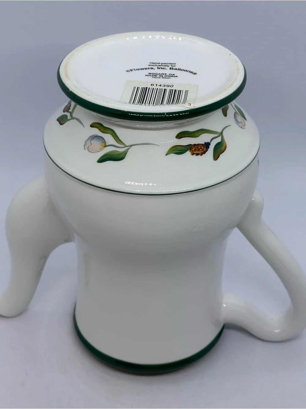 Vintage Flowers Inc. Balloons Hand Painted Magnolia Teapot White Green 8.5